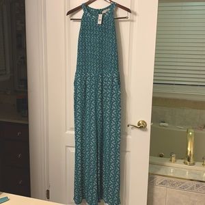 LOFT Green Floral Wide Leg Jumpsuit